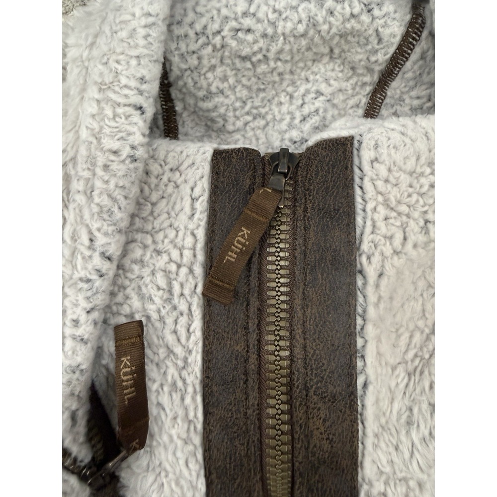 Kuhl Jacket Women XS Flight Sherpa Fleece Beige Oatmeal Fleece Hooded Full Zip - Picture 2 of 11